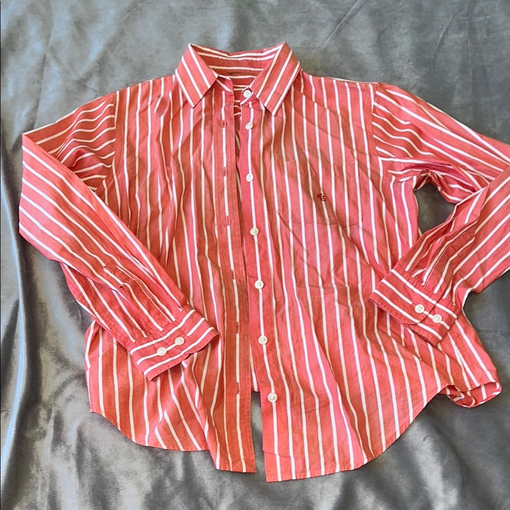 Light orange and white Ralph Lauren button up